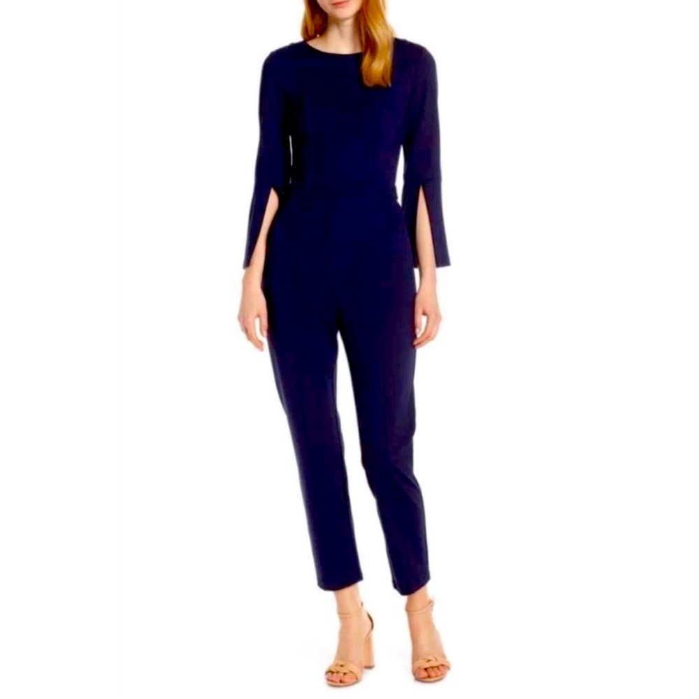 Ali & Jay Slit Sleeve Slim Leg Knit Jumpsuit Navy 👾